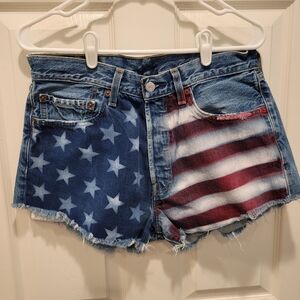 Levi's 501 Buttonfly Denim American Flag Women Shorts
